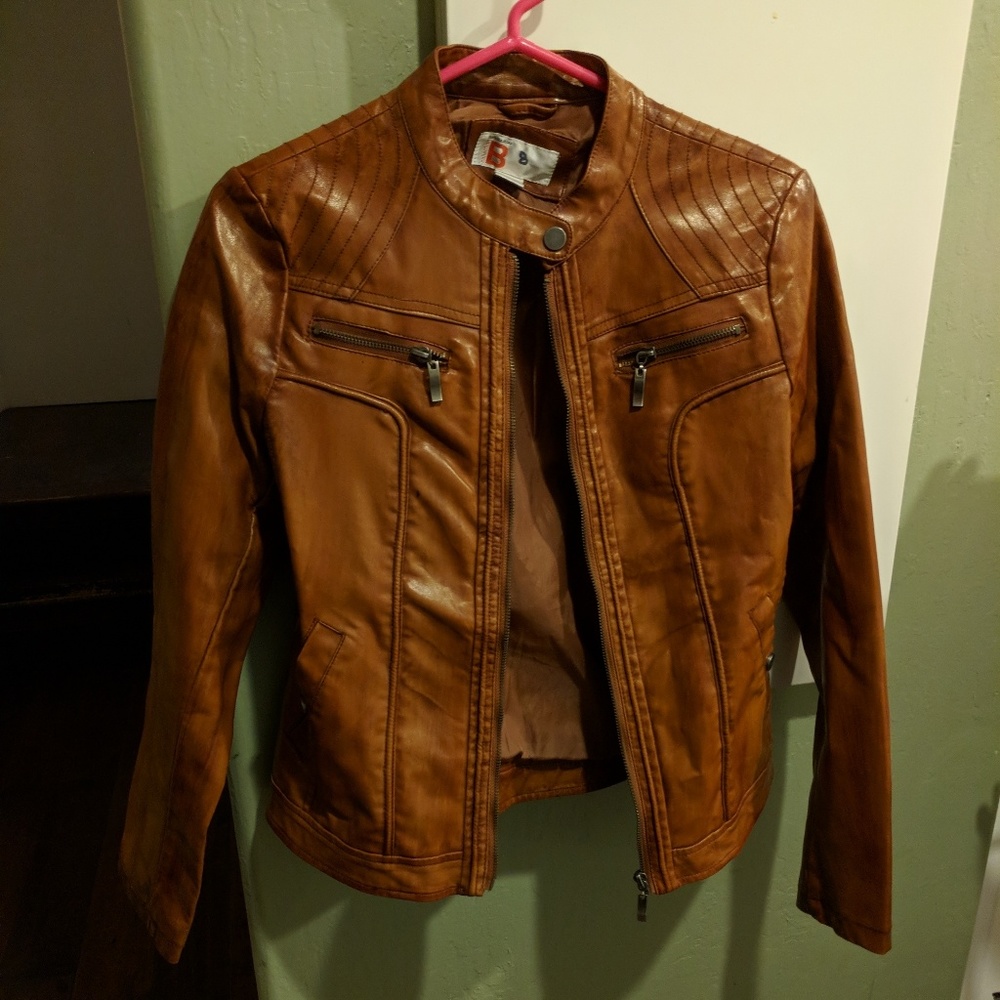 Brown faux leather jacket